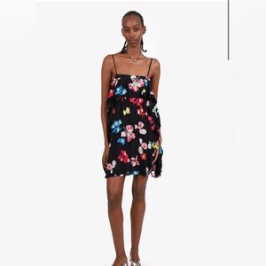 SILK TANYA TAYLOR BLACK/MULTICOLOUR EMBROIDERED DRESS - 0